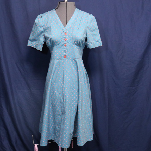 lindy bop blue polka dot dress